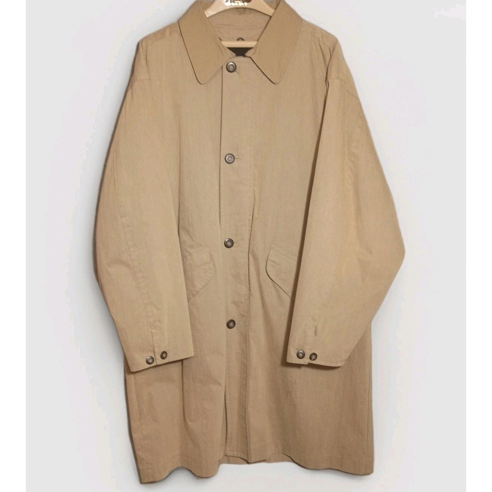 Vtg 1990s Structure Men's Khaki/Brown‎ Overcoat/Trench Coat Size L Preppy Retro